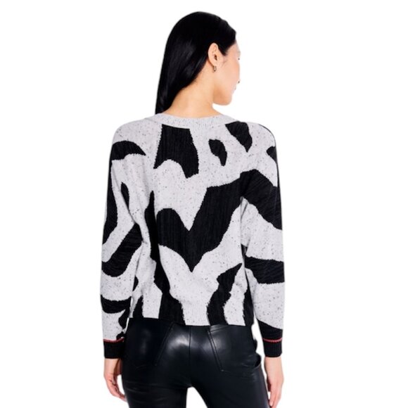 NWT NIC+ZOE Dusk Days Abstract Sweater Black Gray Size Small - Picture 2 of 16